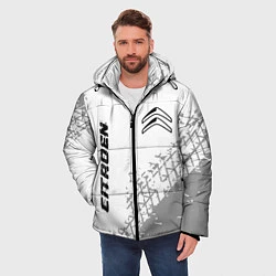 Куртка зимняя мужская Citroen speed на светлом фоне со следами шин: надп, цвет: 3D-черный — фото 2