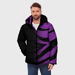 Куртка зимняя мужская Фиолетовый с черными полосками зебры, цвет: 3D-черный — фото 2
