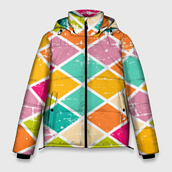 Куртка зимняя мужская Весёлые ромбики, цвет: 3D-черный
