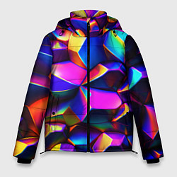 Куртка зимняя мужская Бензиновые неоновые кристаллы, цвет: 3D-светло-серый
