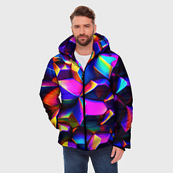 Куртка зимняя мужская Бензиновые неоновые кристаллы, цвет: 3D-светло-серый — фото 2