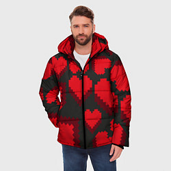 Куртка зимняя мужская Pixel hearts, цвет: 3D-светло-серый — фото 2