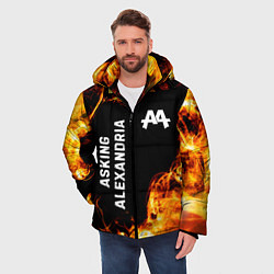 Куртка зимняя мужская Asking Alexandria и пылающий огонь, цвет: 3D-черный — фото 2