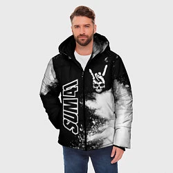 Куртка зимняя мужская Sum41 и рок символ на темном фоне, цвет: 3D-черный — фото 2