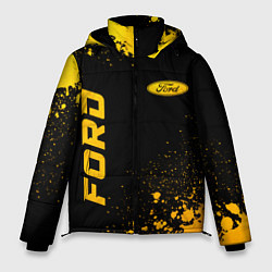 Куртка зимняя мужская Ford - gold gradient: надпись, символ, цвет: 3D-черный