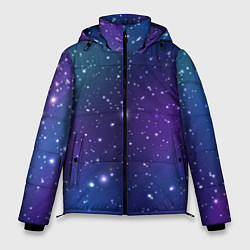 Куртка зимняя мужская Фиолетовая розовая звездная туманность в космосе, цвет: 3D-красный