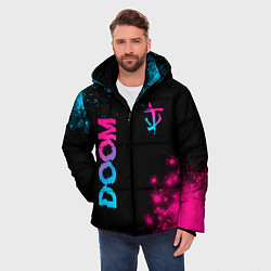 Куртка зимняя мужская Doom - neon gradient: надпись, символ, цвет: 3D-черный — фото 2