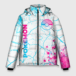 Куртка зимняя мужская Pokemon neon gradient style: надпись, символ, цвет: 3D-черный