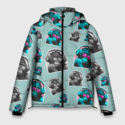 Куртка зимняя мужская Обезьяна меломан, цвет: 3D-светло-серый