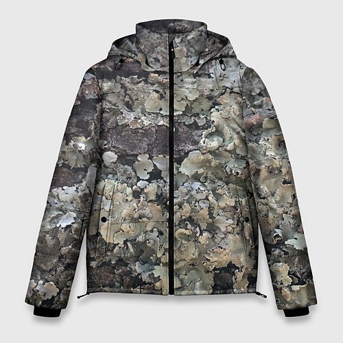 Мужская зимняя куртка Текстура мха на дереве / 3D-Светло-серый – фото 1