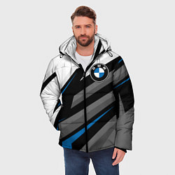 Куртка зимняя мужская БМВ - спортивная униформа, цвет: 3D-черный — фото 2