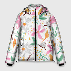 Куртка зимняя мужская Spring flowers, цвет: 3D-светло-серый