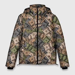Куртка зимняя мужская Камуфляж с банкнотой в 100 долларов, цвет: 3D-черный