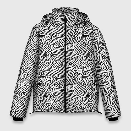 Мужская зимняя куртка Абстрактный фон органических линий / 3D-Светло-серый – фото 1