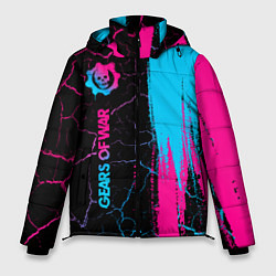 Куртка зимняя мужская Gears of War - neon gradient: по-вертикали, цвет: 3D-черный