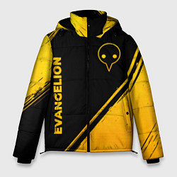 Куртка зимняя мужская Evangelion - gold gradient: надпись, символ, цвет: 3D-черный