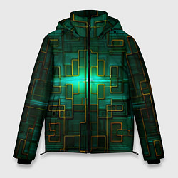Куртка зимняя мужская Тёмно-зелёная электросхема, цвет: 3D-красный
