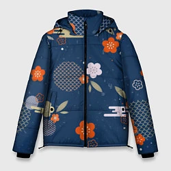 Куртка зимняя мужская Орнамент японского кимоно, цвет: 3D-красный