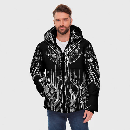 Мужская зимняя куртка Киберпанк-модерн / 3D-Светло-серый – фото 3