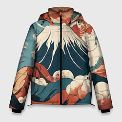 Куртка зимняя мужская Ретро Фудзияма, цвет: 3D-красный
