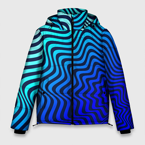 Мужская зимняя куртка Абстрактный узор - морской градиент / 3D-Светло-серый – фото 1