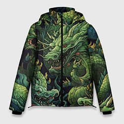 Мужская зимняя куртка Зеленые драконы: арт нейросети