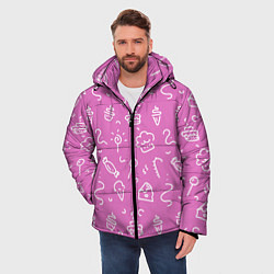 Куртка зимняя мужская Розовые сладости, цвет: 3D-красный — фото 2