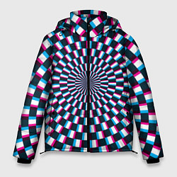 Куртка зимняя мужская Оптическая иллюзия глитч, цвет: 3D-черный