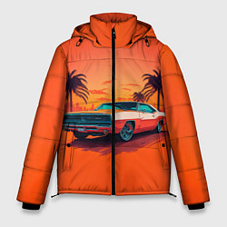 Куртка зимняя мужская Ретро автомобиль, цвет: 3D-светло-серый