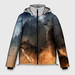 Куртка зимняя мужская Волки на севере, цвет: 3D-черный