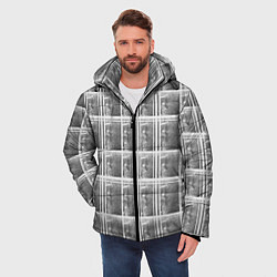 Куртка зимняя мужская Серая клетка, цвет: 3D-черный — фото 2