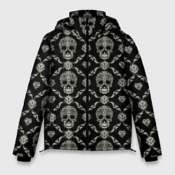 Куртка зимняя мужская Узор с черепами Pattern with skulls, цвет: 3D-черный