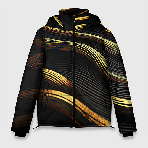 Мужская зимняя куртка Золотистые волны абстракция / 3D-Светло-серый – фото 1