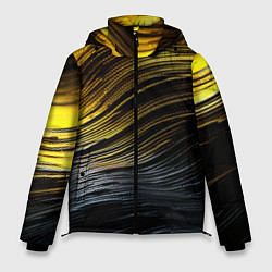 Куртка зимняя мужская Золотистые волны на черном, цвет: 3D-черный