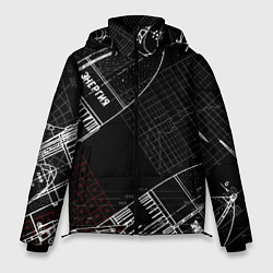 Куртка зимняя мужская Чертеж ракеты, цвет: 3D-черный