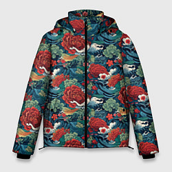 Куртка зимняя мужская Рисунок Ирезуми Паттерн, цвет: 3D-светло-серый