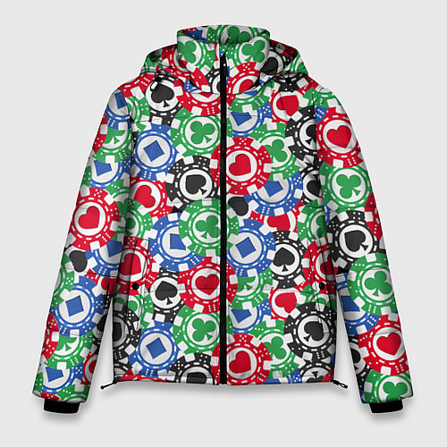 Мужская зимняя куртка Фишки, Ставки, Покер / 3D-Светло-серый – фото 1