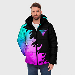 Куртка зимняя мужская Bon Jovi неоновый огонь, цвет: 3D-черный — фото 2