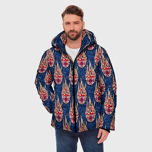 Мужская зимняя куртка Ставки, фишки, покер / 3D-Красный – фото 3