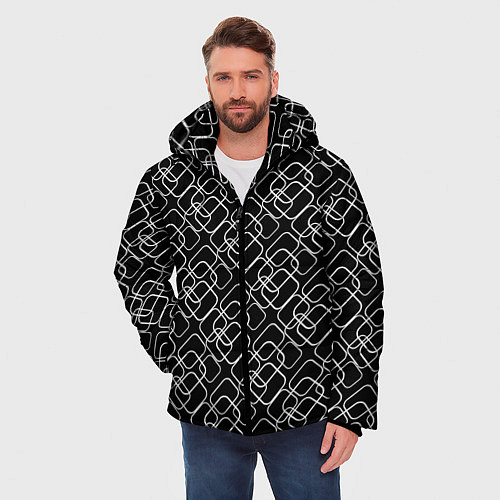 Мужская зимняя куртка Кольца на черном / 3D-Светло-серый – фото 3