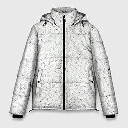 Куртка зимняя мужская Хаотичная черно-белая рябь - узор Хуф и Ся, цвет: 3D-светло-серый