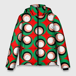 Куртка зимняя мужская Орнамент из контрастных кругов, цвет: 3D-черный