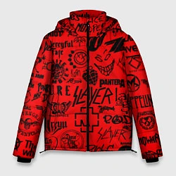 Куртка зимняя мужская Лучшие рок группы на красном, цвет: 3D-черный
