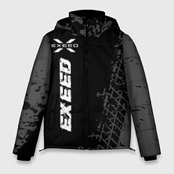 Мужская зимняя куртка Exeed speed на темном фоне со следами шин: по-верт