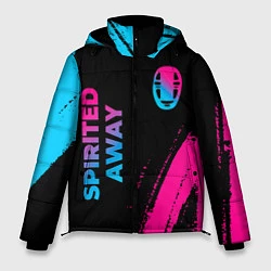 Куртка зимняя мужская Spirited Away - neon gradient: надпись, символ, цвет: 3D-черный