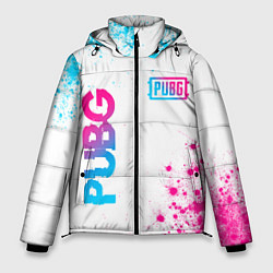 Куртка зимняя мужская PUBG neon gradient style: надпись, символ, цвет: 3D-черный