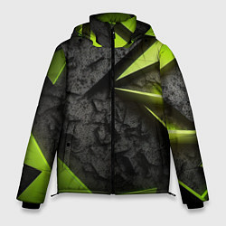 Куртка зимняя мужская Зеленые абстрактные осколки, цвет: 3D-черный