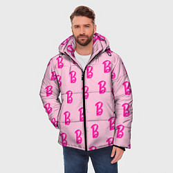 Куртка зимняя мужская Барби паттерн буква B, цвет: 3D-черный — фото 2