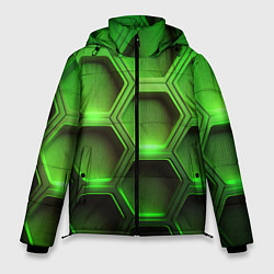 Куртка зимняя мужская Объемные зеленые соты, цвет: 3D-красный