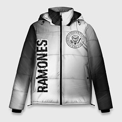 Куртка зимняя мужская Ramones glitch на светлом фоне: надпись, символ, цвет: 3D-черный